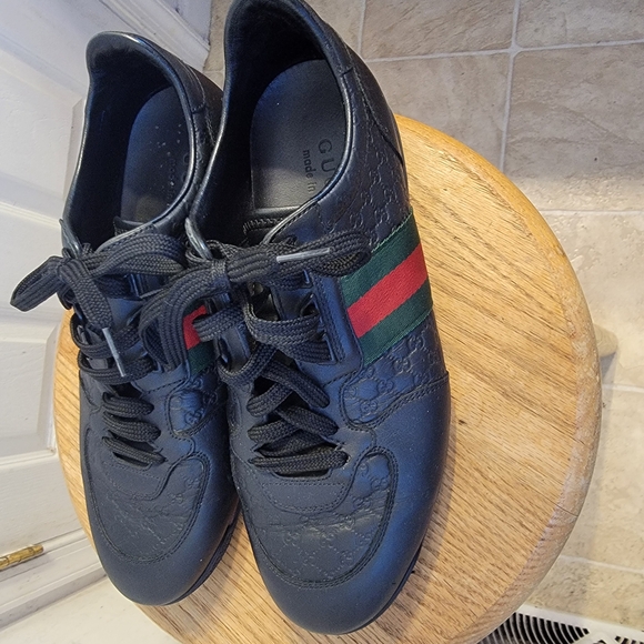 Gucci Black and Green Sneakers Size 7 Euro. 8/2 US - Picture 8 of 10